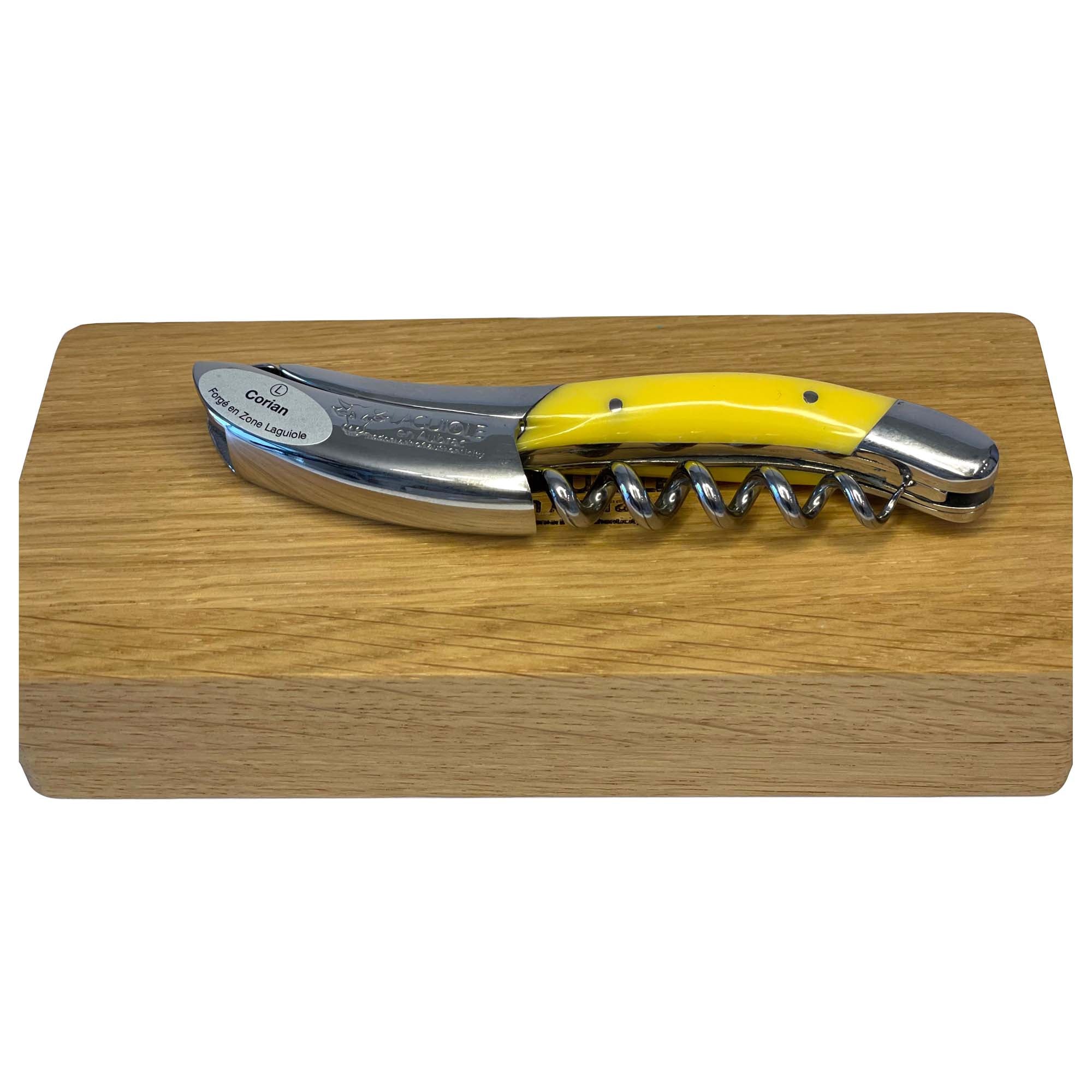 Handcrafted Sommelier Waiter's Corkscrew with Sunshine Yellow Corian Handle by Laguiole en Aubrac