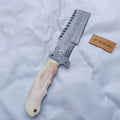 Ivoryedge Traditional Tracker Style Bull Knife 10" Bone Handle Fixed Blade Bushcraft Survival Knife