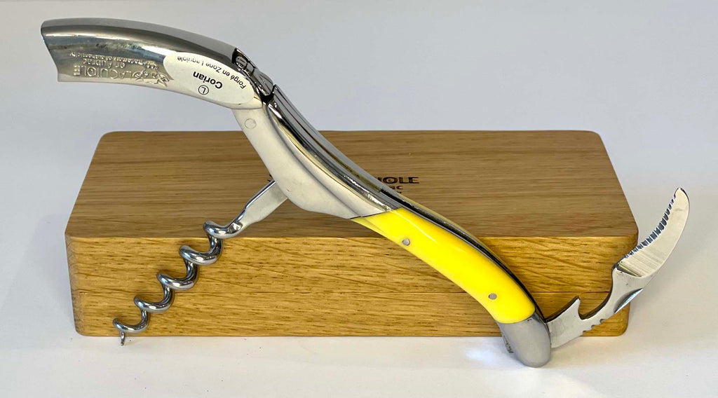 Handcrafted Sommelier Waiter's Corkscrew with Sunshine Yellow Corian Handle by Laguiole en Aubrac