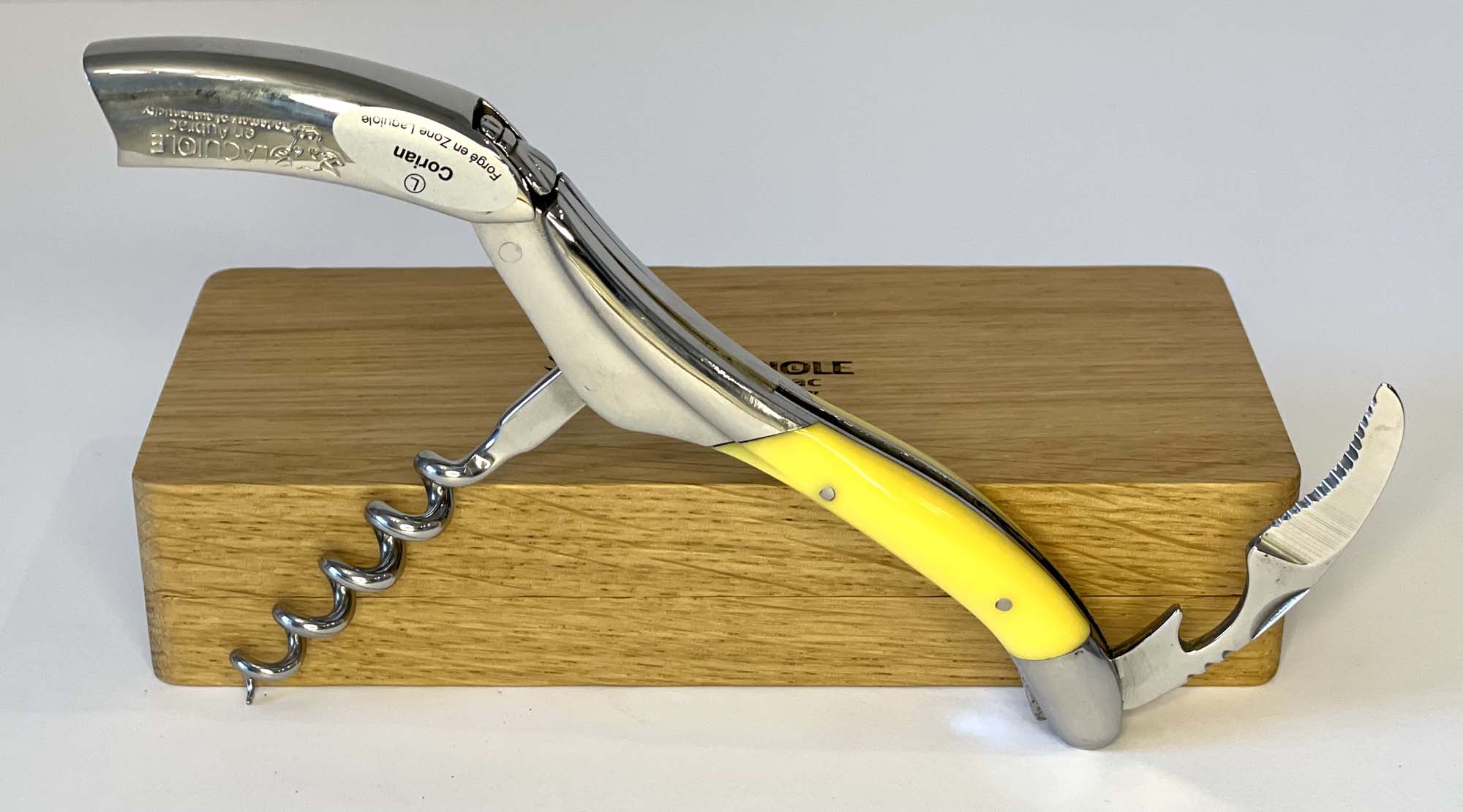 Handcrafted Sommelier Waiter's Corkscrew with Sunshine Yellow Corian Handle by Laguiole en Aubrac