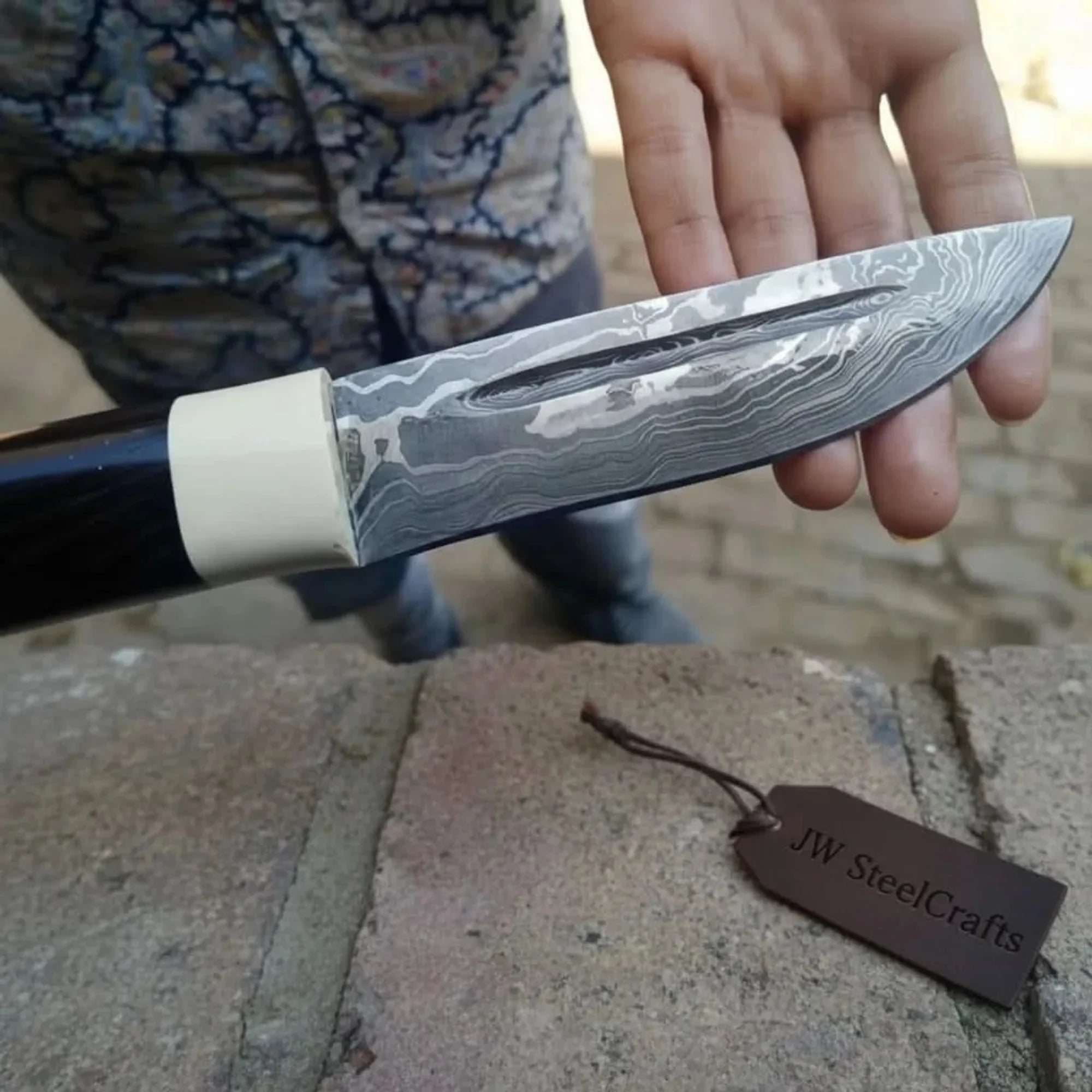 Darkwood Hunting Knife 10" with Black/White Resin handle | JW Steelcrafts