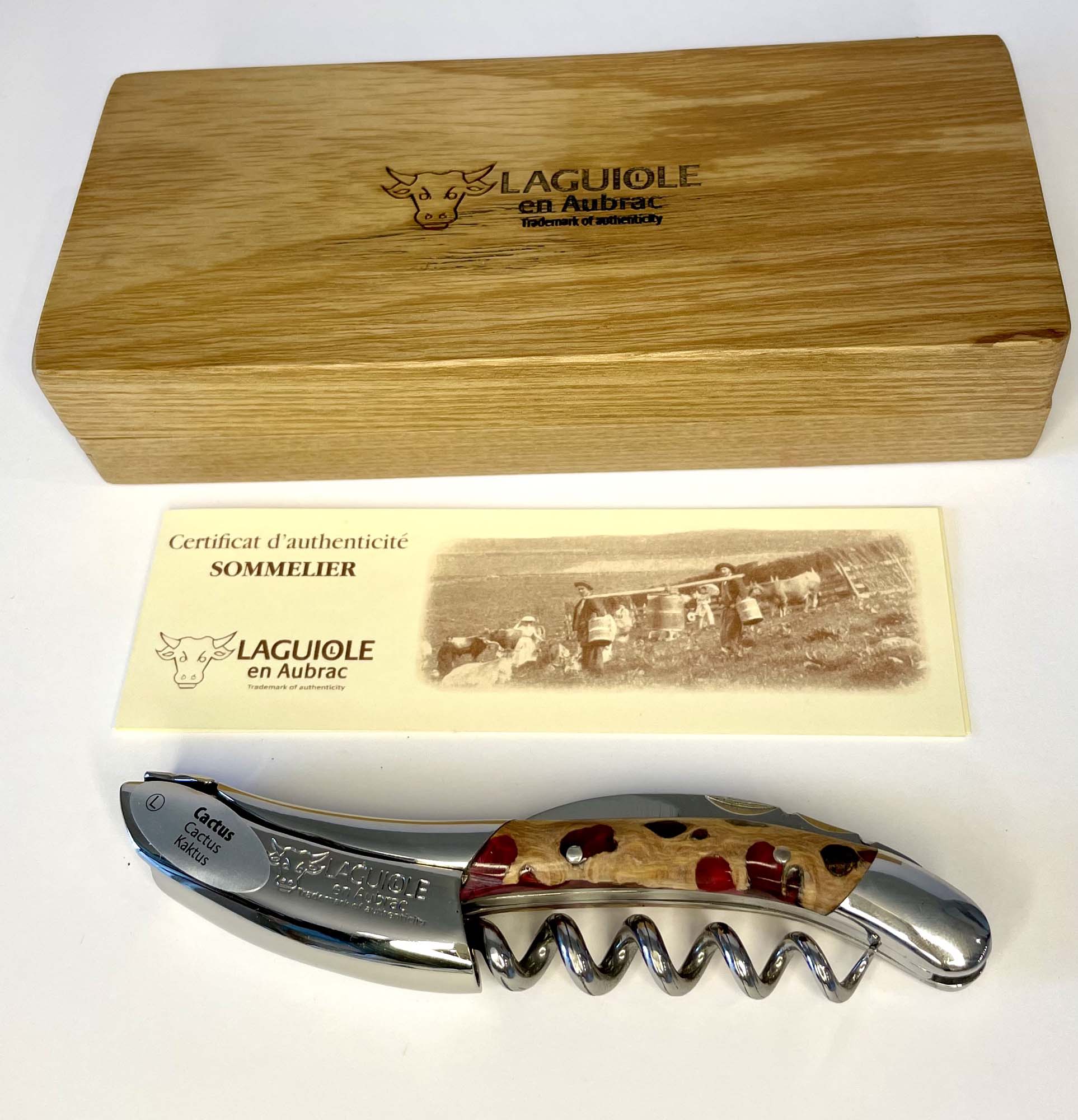 Handcrafted Sommelier Waiter's Corkscrew with Cactus Fuchsia Handle by Laguiole en Aubrac