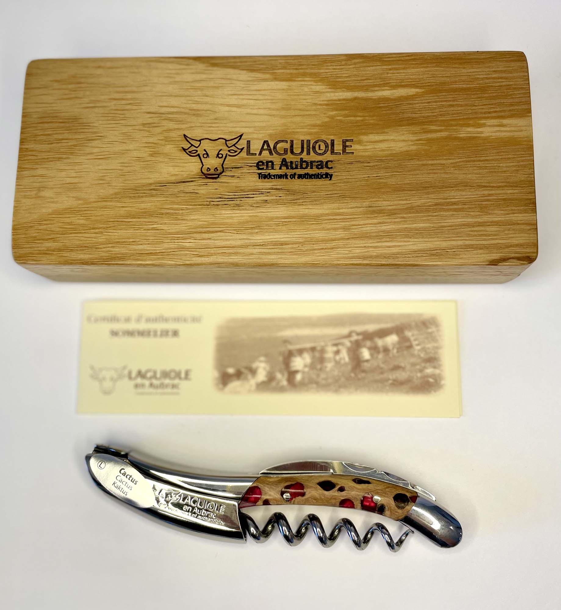 Handcrafted Sommelier Waiter's Corkscrew with Cactus Fuchsia Handle by Laguiole en Aubrac