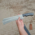 Forged Damascus K-Tip Nakiri Knife Raindrop Pattern Blade, Black Resin Handle