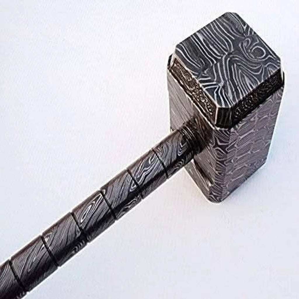 Asgard Forge Hammer 10" Handmade One-Piece Full Damascus Steel Blacksmith Hammer