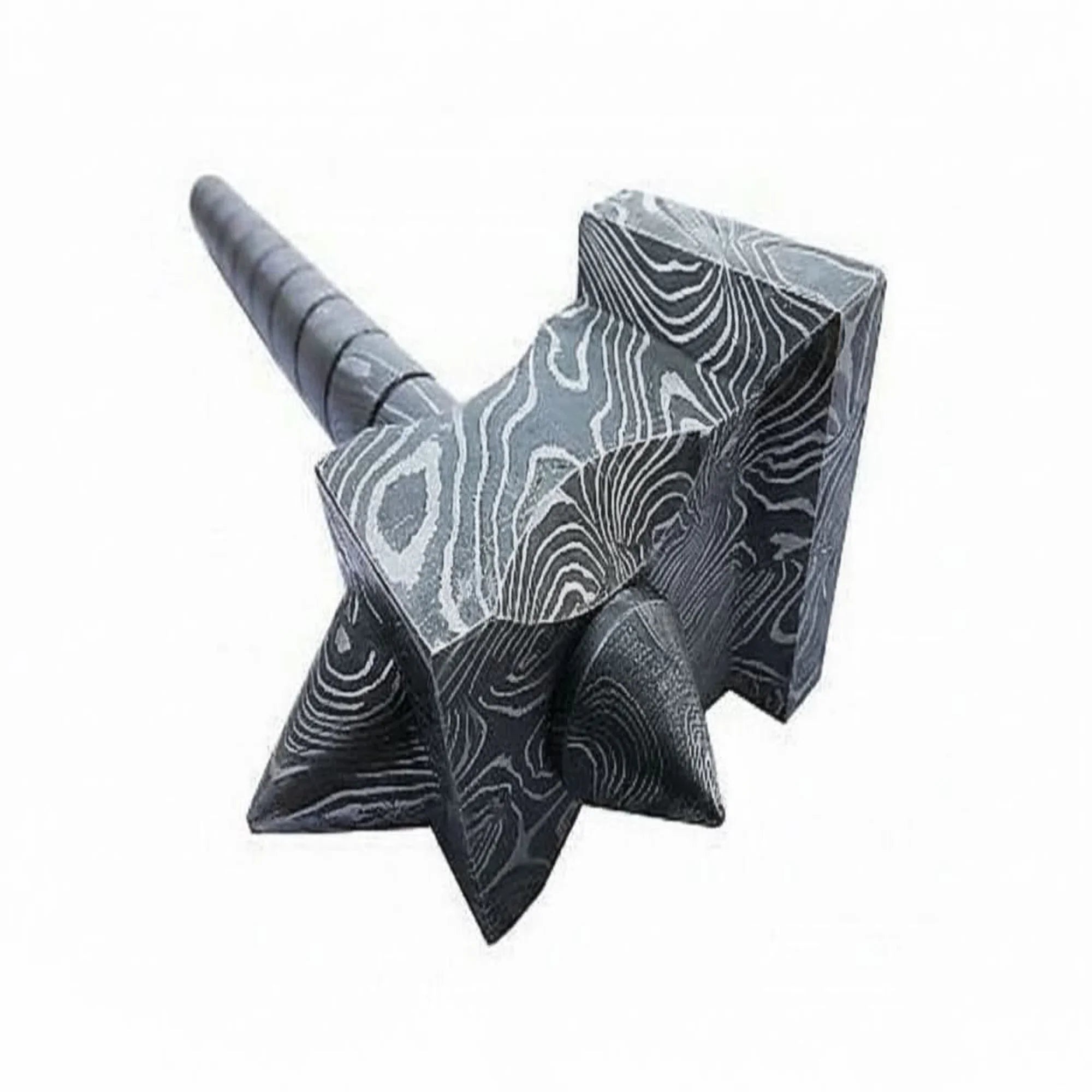 Darkforge Titan Hammer 8" Handmade Full Damascus Steel Collectible with Dual Spikes