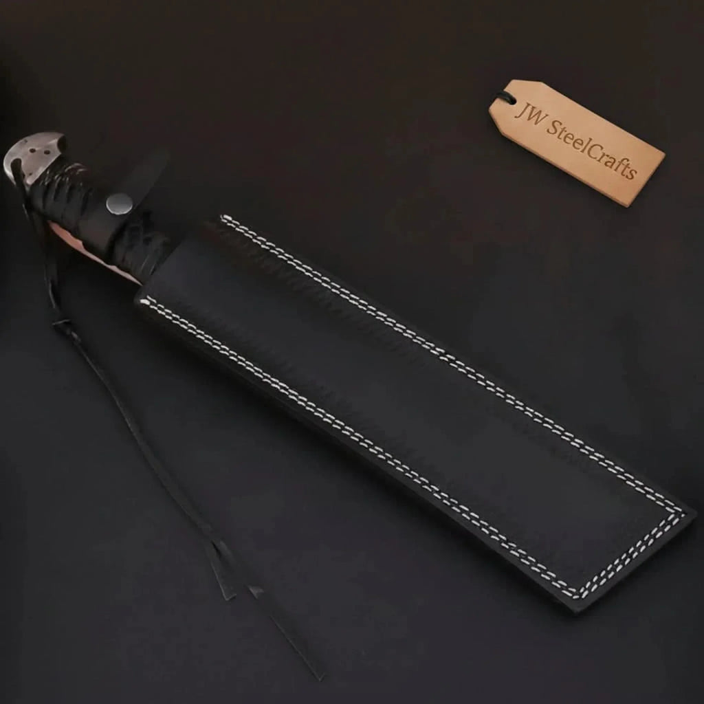 9 Inch Damascus Steel Tanto Knife with Cord Wrapped Handle – 16 Inch Overall