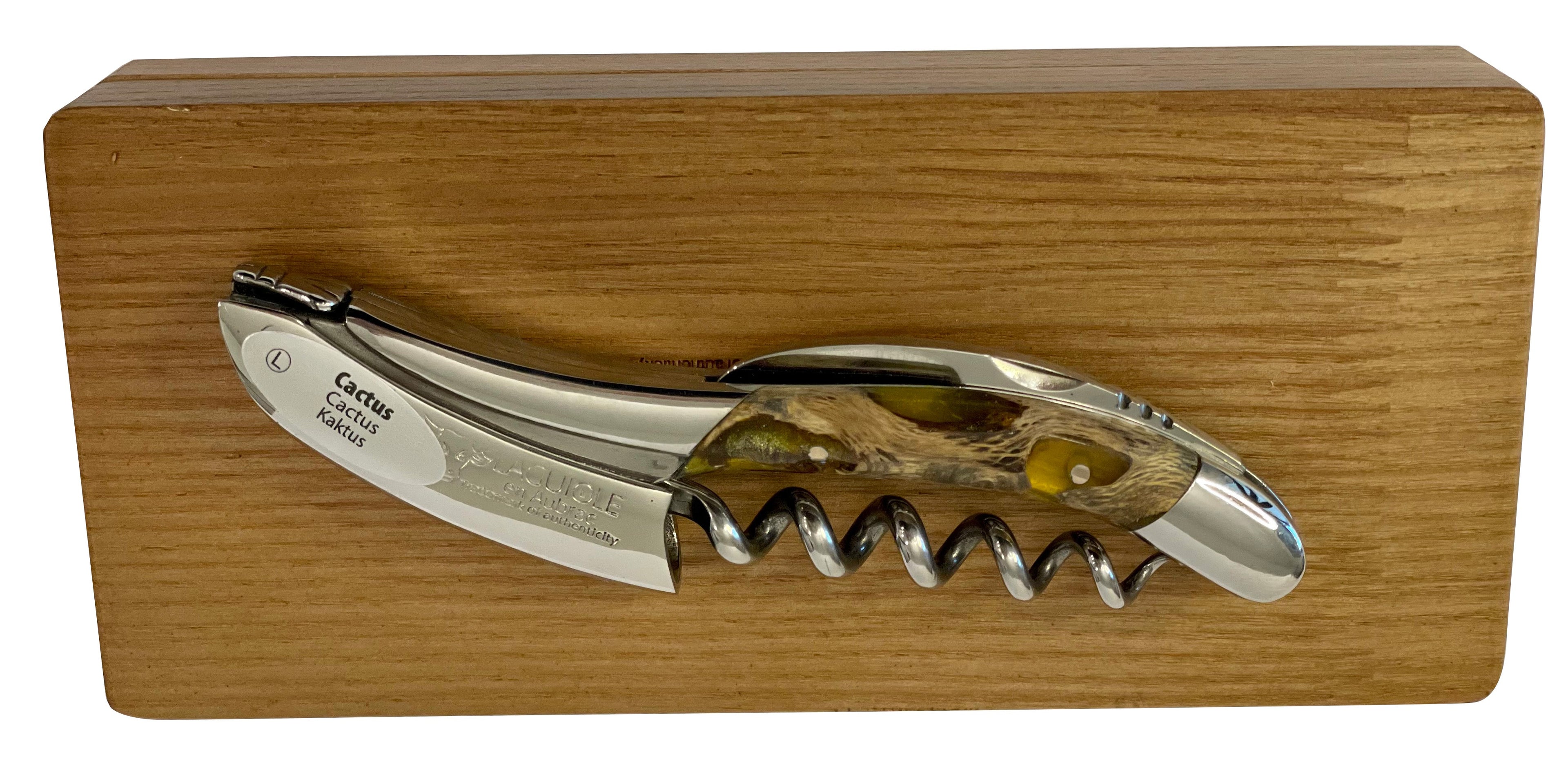 Handcrafted Sommelier Waiter's Corkscrew with Cactus Amber Handle by Laguiole en Aubrac