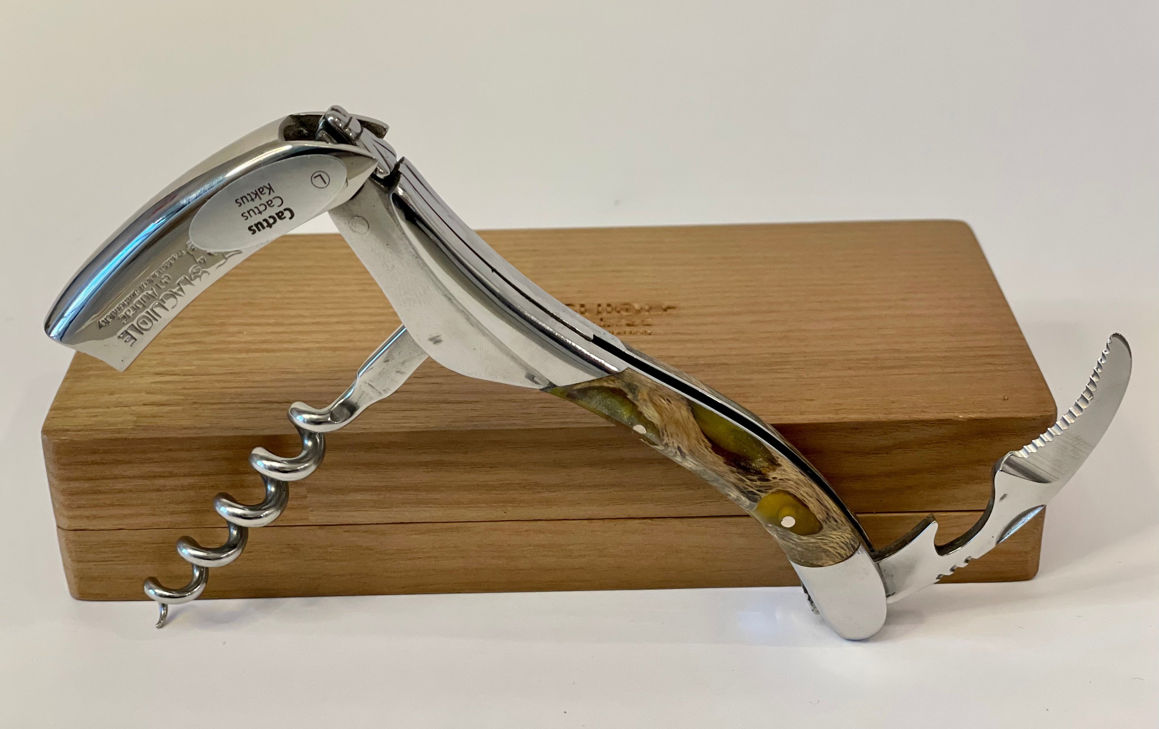 Handcrafted Sommelier Waiter's Corkscrew with Cactus Amber Handle by Laguiole en Aubrac