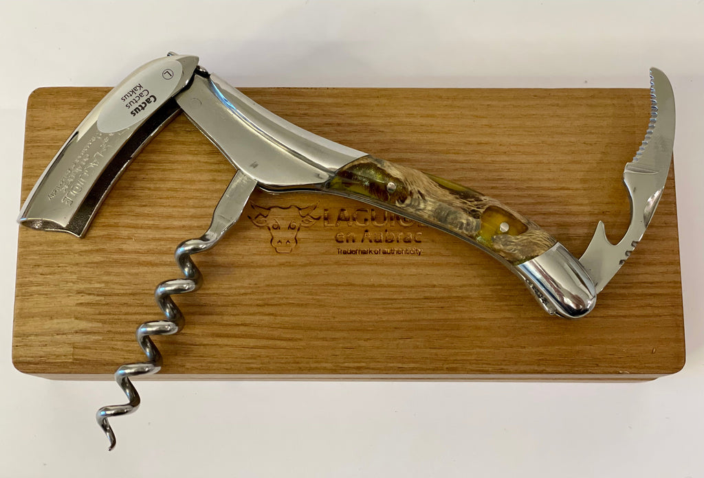 Handcrafted Sommelier Waiter's Corkscrew with Cactus Amber Handle by Laguiole en Aubrac