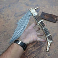Handcrafted Damascus steel big folding knife with genuine antler stag horn handle and back lock mechanism by JW SteelCrafts.