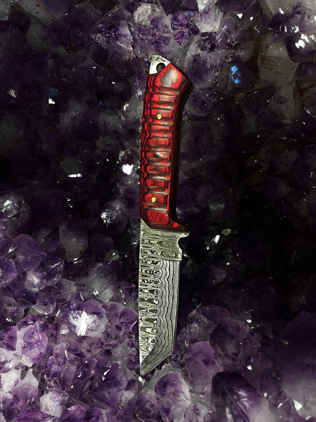 Titan Diver EDC knife with Damascus steel blade and cherry wood handle, model TD-275 by Titan International K.
