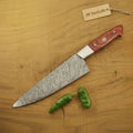 12 Inch Handmade Damascus Gyuto Chef Knife – Japanese Style Blade with Red Pakka Wood Handle