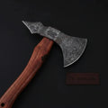 Double-Bit Damascus Axe Head with Rear Spike Variant