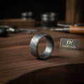 Flat Twist Damascus Wedding Band with Bold Wavy Pattern