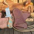 Rancher's Bull Knife 6" Handmade Damascus Turquoise Accent Handle