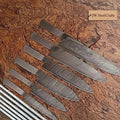 6-Piece Handmade Damascus Chef Knife Blank Set, Forged Steel Blades, Custom Knife Making Supply