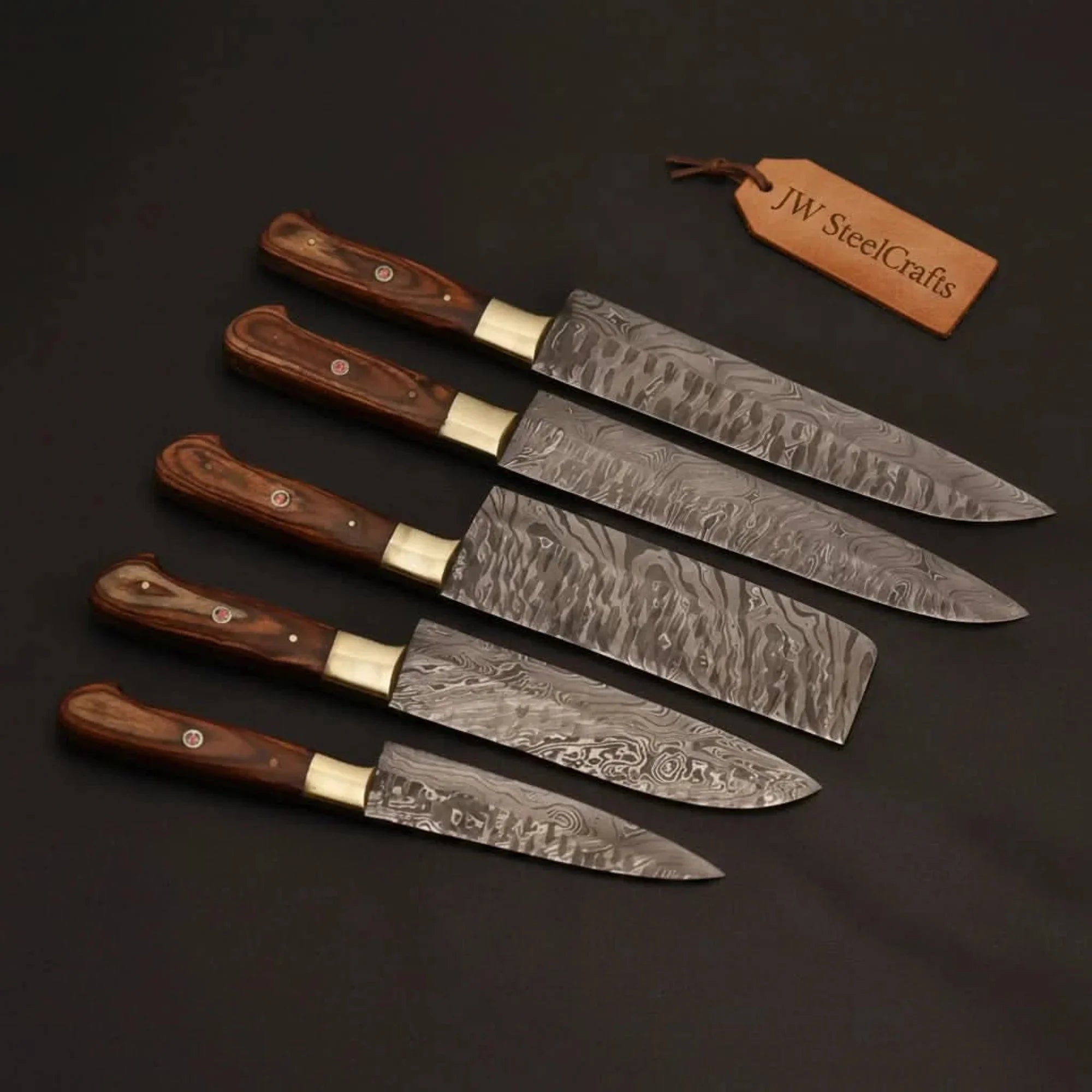 Custom Handmade Chef Knives Damascus Steel blades By JW SteelCrafts