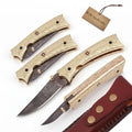 Imperial Bloom Damascus Pocket Knife with Floral Engraved Brass Frame