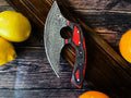 Custom Alaskan Ulu style blade, perfect for outdoors and indoor use, diamond wood (red and black) - Red Ulu