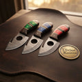 Triport Hole Cutout Gut Hook Skinner Set with Three Damascus Blades