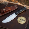 Buffalo Horn Drop Point Hunter with Natural Horn Handle and Jimping