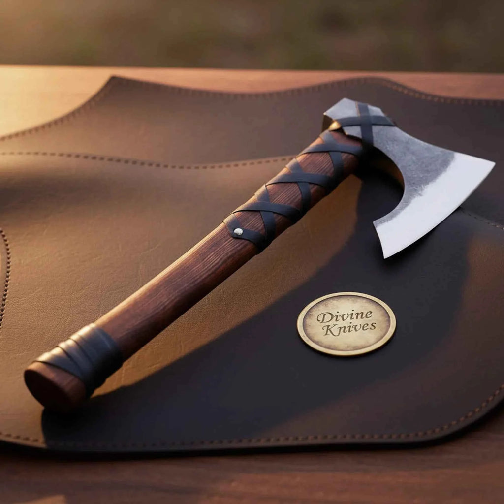 Duskedge Ragnar Lothbrok Norse Pattern Hatchet with Two-Tone Head