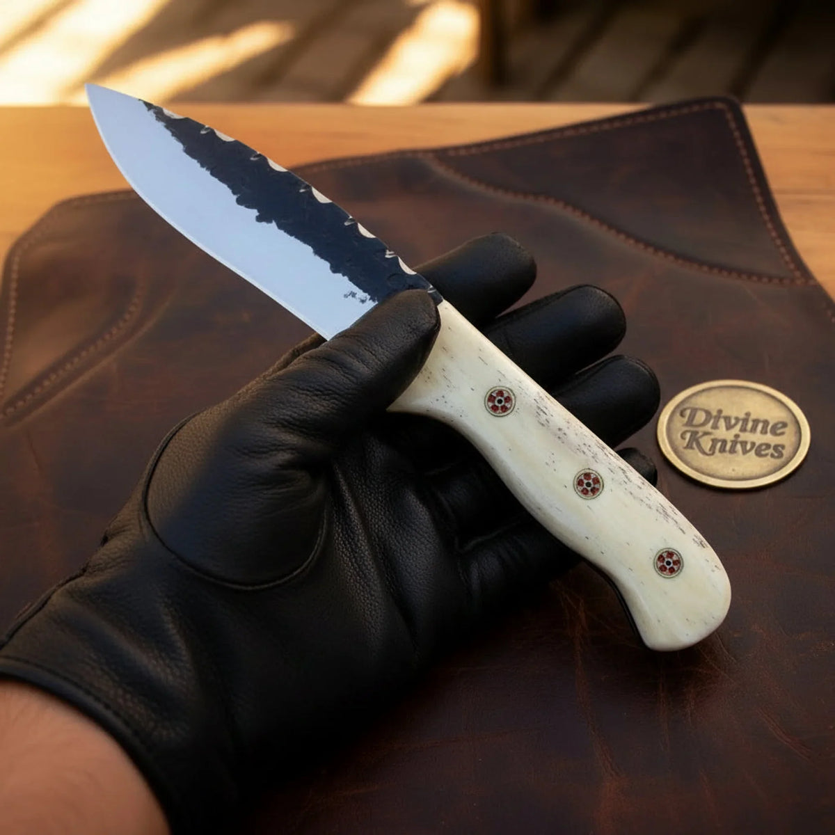 Brut de Forge Drop Point Hunting Knife with Bone Handle | Divine Knives - Relic & Reel