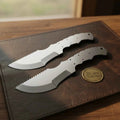 Tracker Blade Blank Pair with Sawback Spines for Custom Knife Making