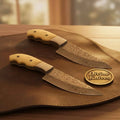 Damascus Finger-Groove Camel Bone Hunter with Ergonomic Grip