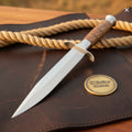 Double-Edged Spear Point Walnut Dagger with Grooved Wood Handle - outdoor fixed blade knife | Relic & Reel
