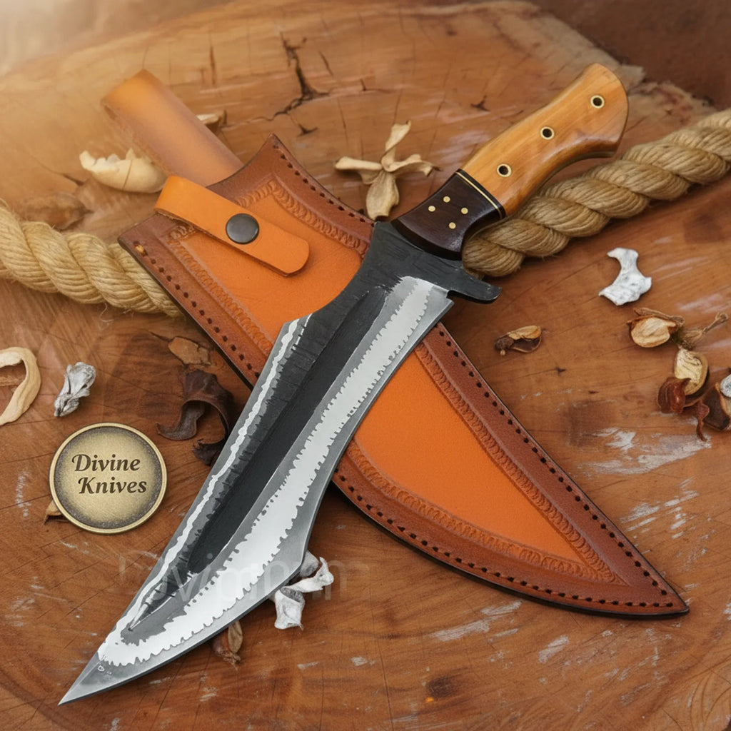 San Mai Clip Point Tracker Bowie outdoor fixed blade knife by Divine Knives - Relic & Reel