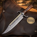 Hand Forged Frontier Bowie Knife with Rosewood Handle and Layered Clip Point Blade | Divine Knives