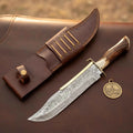 Dundee Crown Stag Damascus Bowie Knife with Natural Crown