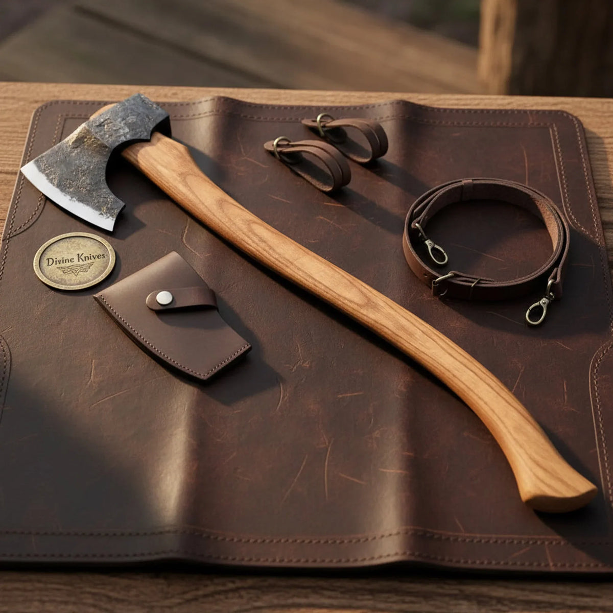 Hand-Forged Carving Axe with Ash Handle - Divine Knives