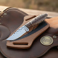 Studded Clip Point Hunter Knife with Textured Stag Bone Handle | Divine Knives