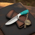 Turquoise stone skinner knife with cross-hatch blade - Divine Knives | Relic & Reel