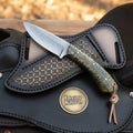 Ram Horn Satin Drop Point Hunter Knife for field dressing and camp use - Relic & Reel