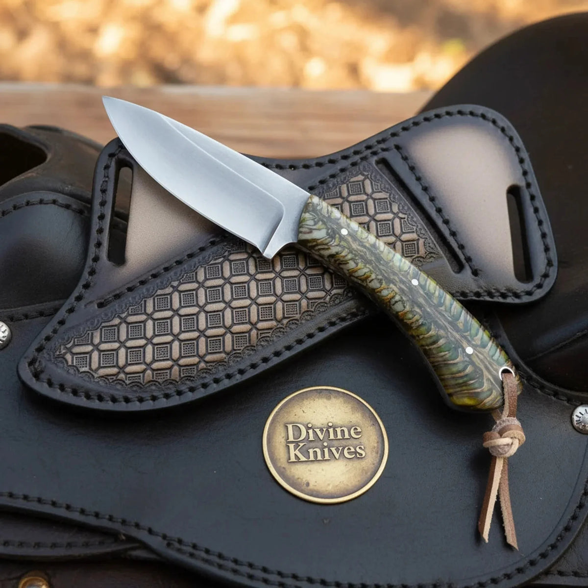 Ram Horn Satin Drop Point Hunter Knife for field dressing and camp use - Relic & Reel