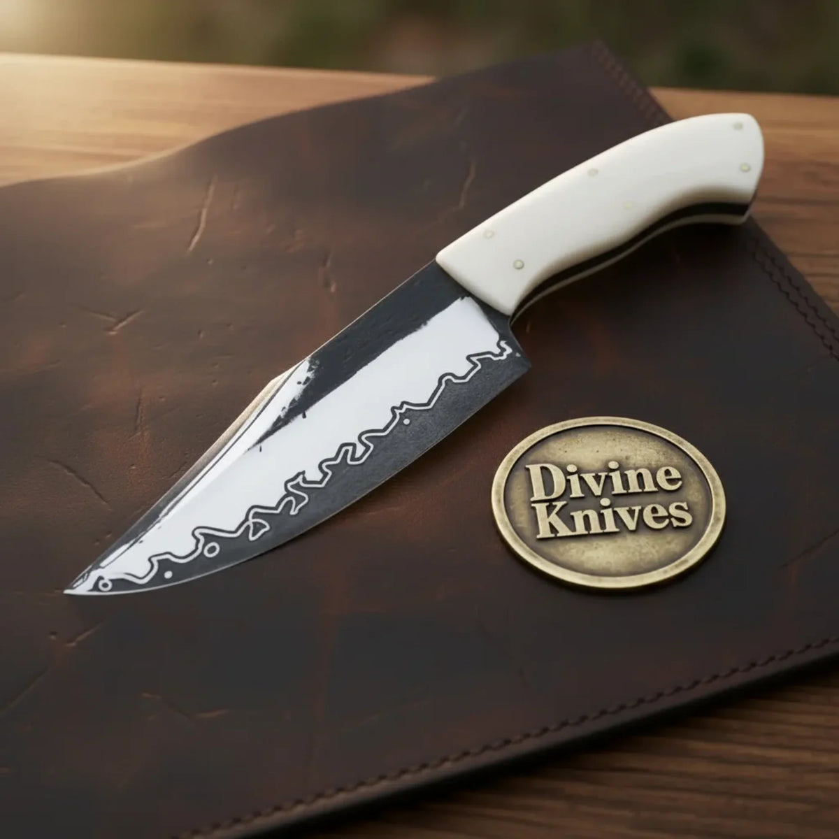 San Mai Clad Stag Hunter Knife with Wave Contrast Blade for hunting and outdoor tasks | Relic & Reel