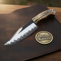 San Mai Bushcraft Hunter Knife with stag antler handle for field dressing and camp use - Relic & Reel