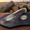 Cross-Hatch Stag Drop Point Hunter Knife - outdoor fixed blade knife | Relic & Reel