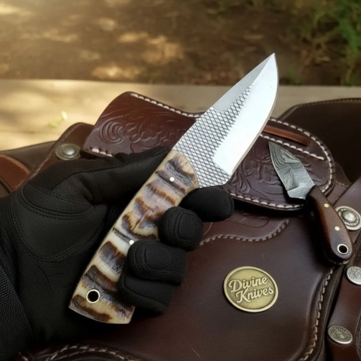 Ram Horn Rasp Steel Skinner Knife for hunting and field use - outdoor fixed blade knife | Relic & Reel