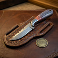 Rasp Steel Tanto Fixed Blade Knife with Studded Bone Handle for outdoor use - Relic & Reel