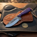 Purple Marbled Resin Rasp Skinner outdoor fixed blade knife by Divine Knives - Relic & Reel