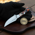 Orange Marble Resin Cowboy Belt Knife with Rasp-Style Blade
