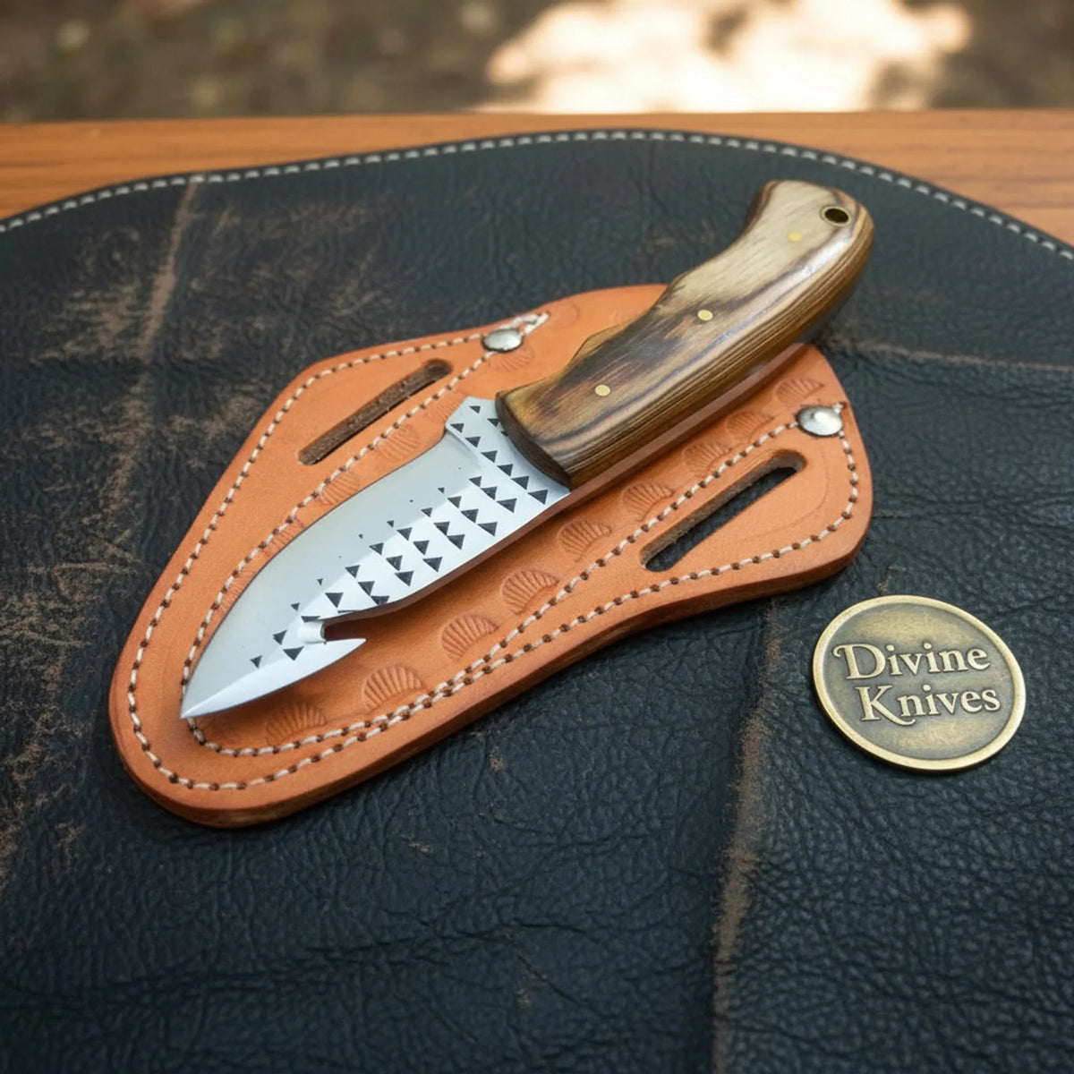 Hand-Forged Rasp Steel Wood Gut Hook Knife