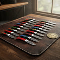 Damascus Folding Pocket Knife Lot with Assorted Color Handles