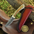Western White Pinecone Cowboy Knife with Leather Sheath