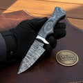 Grey Micarta Damascus Skinner Knife with Layered Blade